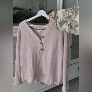 J. Jill Pink V-Neck Sweater with Buttons